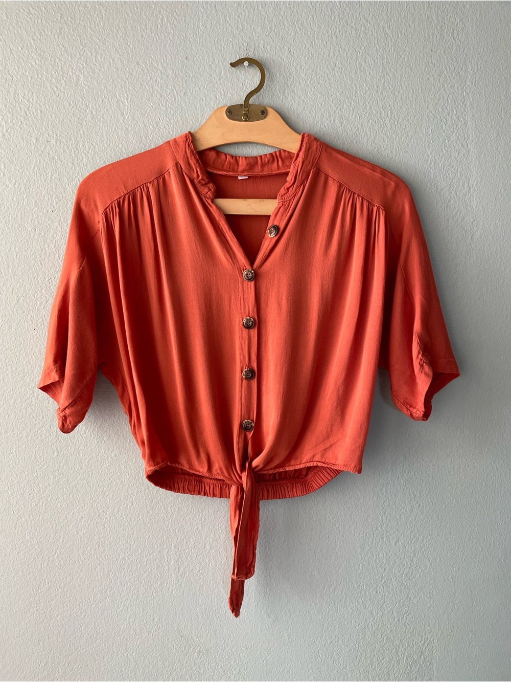 🌻5/$15🌻 Don’t Ask Why | AEO Orange Baggy Button Down Top